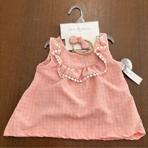 Ivy Hill Pink Baby Dress with Headband and Bloomers